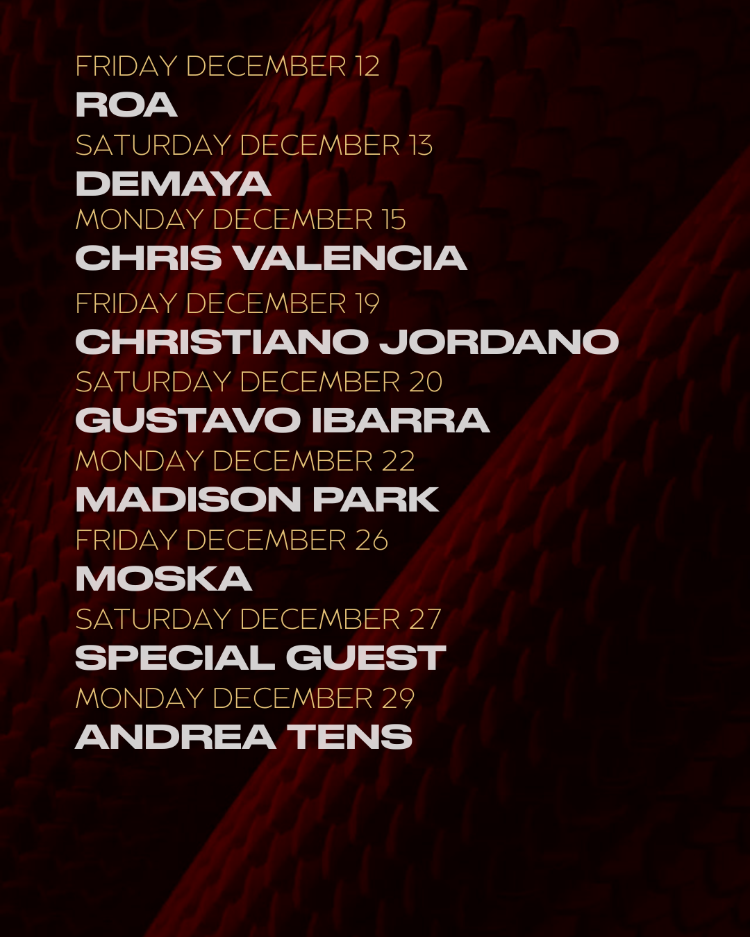 DECEMBER LINE UP event