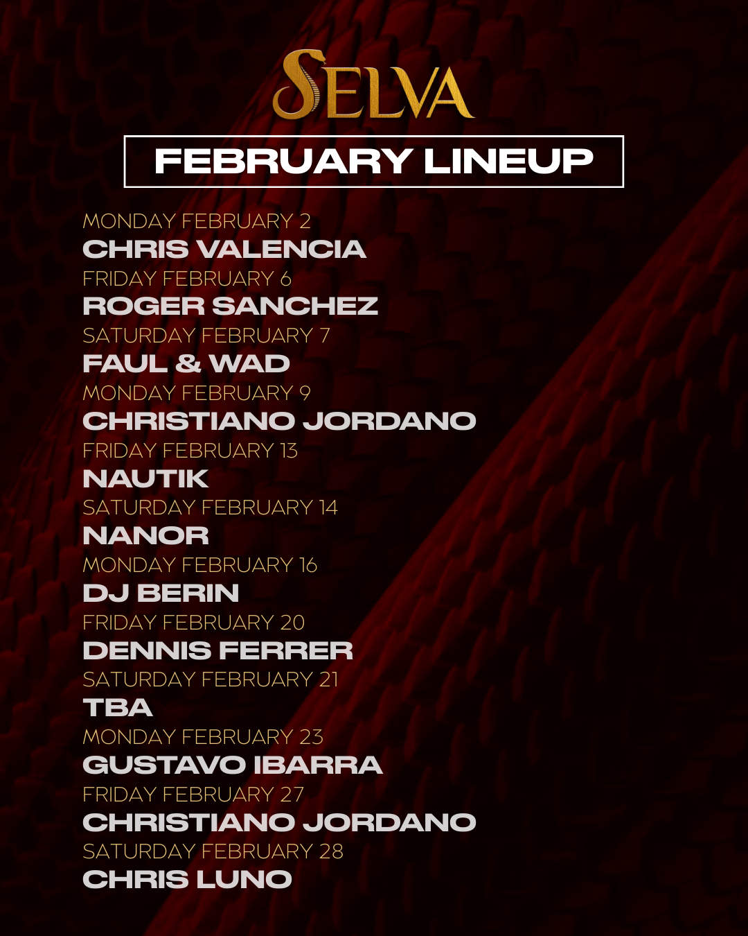 FEBRUARY LINE UP event